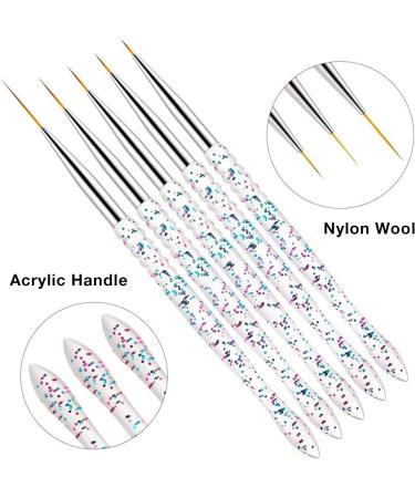 WACURRENTHYD 5Pcs Nail Art Liner Brushes Set - Thin Nail Gel Polish Painting Brushes for Precise Nail Art Designs (7/9/11/15/18mm) - Buy Online on SooperMarket.com