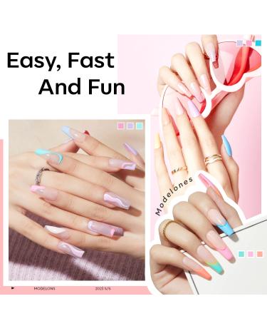 Modelones Gel X Nail Kit with 4-in-1 Nail Glue Gel, 500pcs Half Matte Coffin Nails, and UV LED Nail Lamp - Valentine's Day Gift for Women - Buy Online on SooperMarket.com