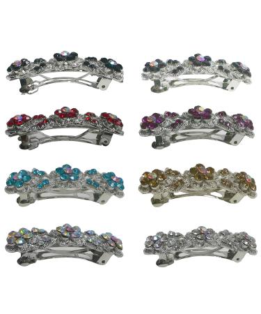 Set of 8 Sparkly Crystal Hair Barrettes - Small French Clips in 8 Colors - JCGY 8338 - Buy Online on SooperMarket.com