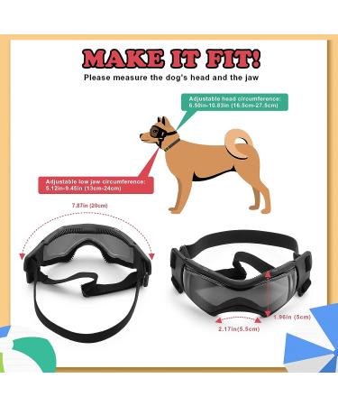 Ownpets Dog Goggles - UV, Snow, Wind, Dust Protection Glasses with Adjustable Strap - Safety Pet Sunglasses for Small and Medium Dogs - Black - Buy Online on SooperMarket.com