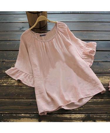 Cute Ruffle Sleeve Babydoll Top for Women - Casual Summer Tunic in Pink - Buy Online on SooperMarket.com