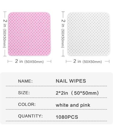 1080PCS Lint Free Nail Wipes - Non-Woven Polish Remover Pads for Nails & Eyelash Extensions - Soft Lint Free Wipes in Pink & White Case - Buy Online on SooperMarket.com