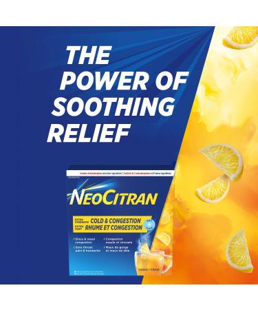 NeoCitran Extra Strength Cold and Congestion for Non-Drowsy Relief Lemon 10 Count - Buy Online on SooperMarket.com