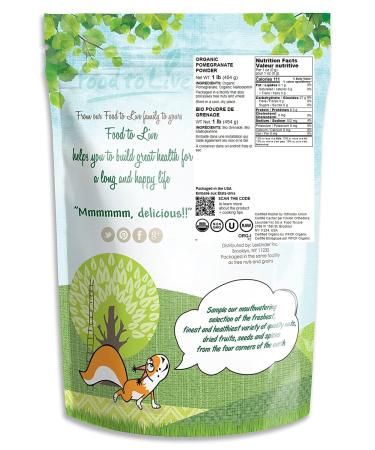 Organic Pomegranate Powder 1lb | Non-GMO, Unsulfured, Raw Dried Fruit - Vegan Bulk Blend for Juices, Smoothies, Yogurts | No Sulphites, Contains Maltodextrin | Great for Instant Breakfast Drinks - Buy Online on SooperMarket.com