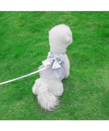 Dog Harness Dress with Leash Set Princess Dog Tutu Skirt for Small Dogs Girl Cute Bow Puppy Dresses Pet Clothes Doggie Outfits Apparel (XS Grey) XS Grey - Buy Online on SooperMarket.com