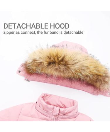 Kids Winter Puffer Jacket and Snow Bib Pants 2-Piece Snowsuit Set | Hooded Down Coat & Snow Pants Outfits | 4-5 Years - Pink - Buy Online on SooperMarket.com