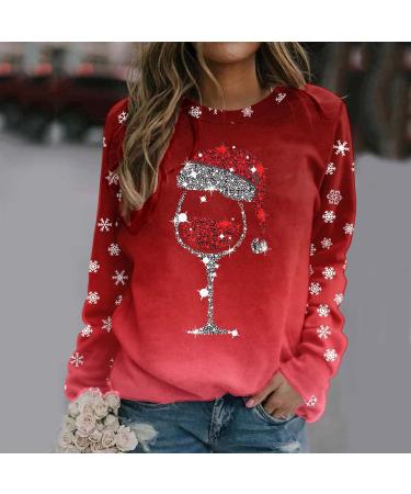 Women's Christmas Sweatshirts Cute Snowman Penguin Print O-Neck Raglan Top Shirt Pullover Comfy Warm Xmas Jumper Winter Long Sleeve Tops Loose Tunic Top Sweaters Z32-red S - Buy Online on SooperMarket.com