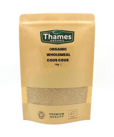 Organic Wholemeal Couscous - Nutritious and Flavorful - No Additives No Preservatives Raw Vegan and Non-GMO - Perfect for Salads Stews and Side Dishes - Thames Organic 1kg