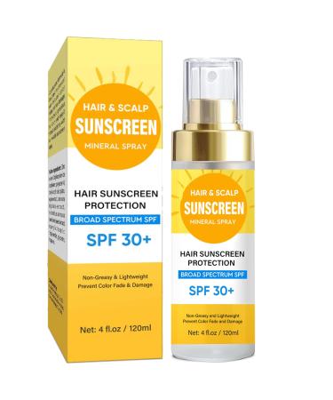 Hair & Scalp Sunscreen SPF 30 Scalp Protector Spray Prevent Hair Color Fade/Dryness Suitable for Hiking/Beach/Running Non-Greasy Formula
