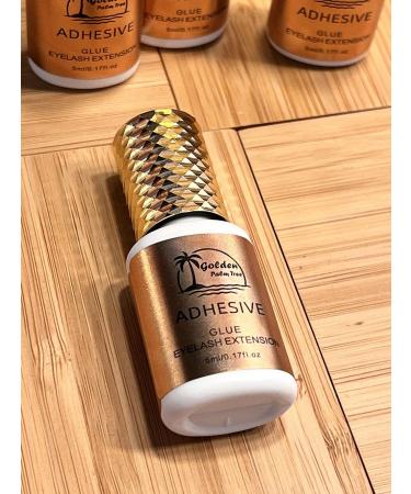 Pro Eyelash Extension Glue 0.3 Sec Drying (0.17fl.oz / 5ml) Golden Palm Tree Lash Adhesive for Extension Professional Use Only