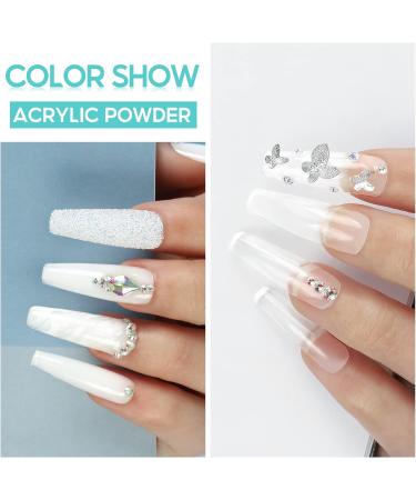 PEACECOLOR Acrylic Nail Kit 8G 2PC Clear White Acrylic Powder Set Professional Acrylic Nail Powder for Nail Acrylic Extension Nail Carving Long-Lasting No Nail Lamp Needed for Home DIY color 167 - Buy Online on SooperMarket.com