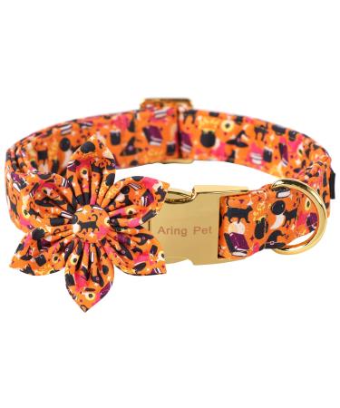 Aring Pet Halloween Dog Halison Sweet Orange Girl Dog Halison With Flower Adjustable Cotton Halloween Pets Collows for Small Medium-sized and Large Dogs X-Large (Pack of 1) B: Halloween