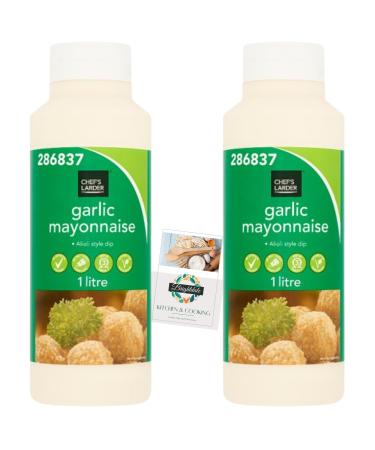 Garlic Mayonnaise Bundle with Chef's Larder Garlic Mayo 1 Litre 2 Pack + Brightdale Kitchen Booklet