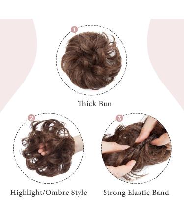 Voluminous Dark Brown & Light Auburn Hair Extensions - Versatile Hair Ties & Updos | 40g Ponytail & Dutt - Buy Online on SooperMarket.com