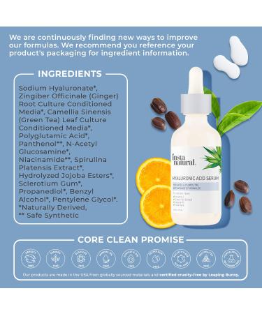 InstaNatural Hyaluronic Acid Serum 2 fl oz - Hydrating & Anti-Aging Formula - Buy Online on SooperMarket.com
