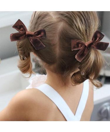 4Pcs Velvet Bow Hair Clips for Girls and Women - Brown Rosegold - 3.8 Inch - Christmas Hair Accessories - Buy Online on SooperMarket.com