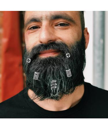 85Pcs Viking Norse Rune Beard Beads Hair Braids Dreadlock Skull Snake Wolf Turquoise Cross Accessories - Vintage Silver - Buy Online on SooperMarket.com