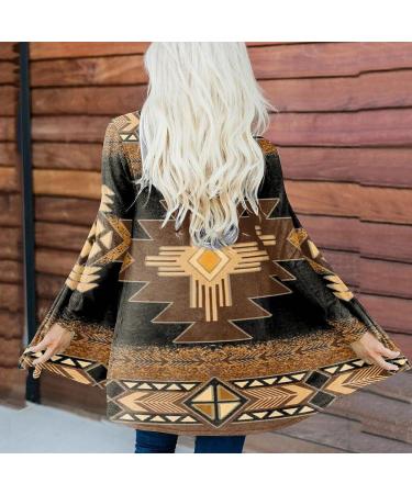 Apfopard Women Aztec Print Long Sleeve Cardigan - X-Large, Brown - Buy Online on SooperMarket.com