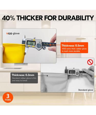 VGO Reusable Gloves for Kitchen & Cleaning | Long Arm XL 3-Pack | Durable & Multifuntional Household Gloves - Buy Online on SooperMarket.com