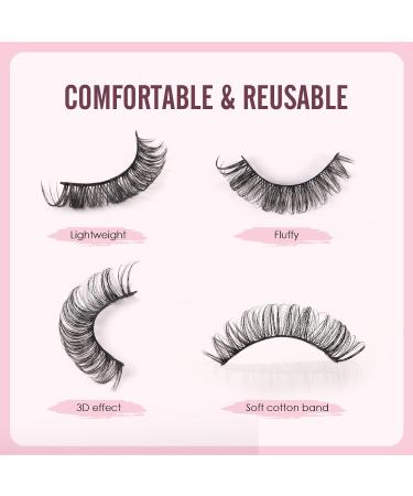 Glowing Win 10 Pair 3D False Eyelashes | Russian Strip Lashes | D Curl Reusable Cat Eye Volume & Wispy Fake Lashes - Buy Online on SooperMarket.com