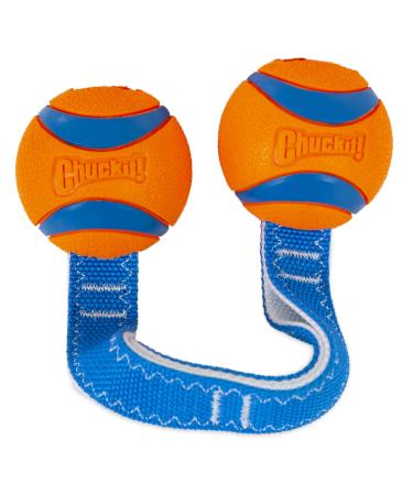 Chuckit! Ultra Tug Duo Dog Toy With Two Rubber Balls Tug Of War Interactive Fetch Toy for Dogs Medium Duo Medium