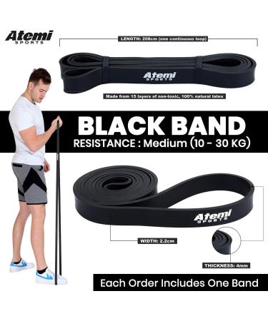 Resistance Pull Up Band | Long Exercise Loop Band for Strength Training | Home Workout Band for Men or Women | Black (10-30kg) - Buy Online on SooperMarket.com