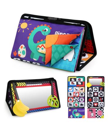 Leadstar Baby mirror with crackling black and white book baby fabric book quiet book picture book with contrast cards contrast pattern children's mirror petual position contrast toys for newborn 0-6 months