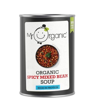 Mr Organic - Spicy Mixed Bean Soup 400g - Organic & Vegan - High Protein and Fibre - Non-GMO - No Artificial Preservatives Colours or Flavours - Rich & Spicy Flavour Bean 400 g