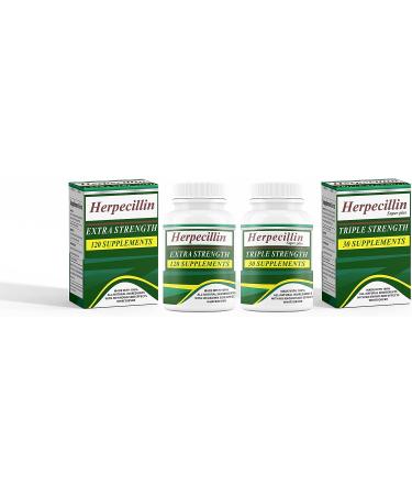 Herpecillin & Herpecillin Super Plus Cold Sore Genital & Shingles Outbreak Symptom Support - 150 Supplements - Buy Online on SooperMarket.com