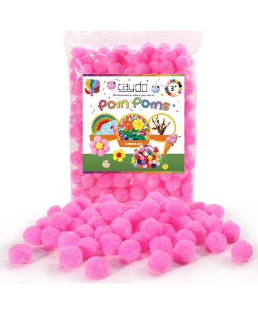 Caydo 200PCS Pink Pom Poms  1 Inch Pom Poms for Arts and Crafts  Mother's Day Gift  Kids Creative Crafts Project