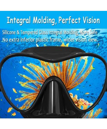Bairuifu Swim Goggles Diving Mask | Anti-Fog Tempered Glass Snorkel Mask for Adults & Youth | 180 Clear View | Black - Buy Online on SooperMarket.com