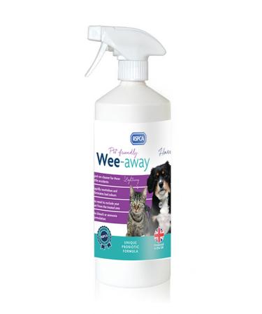 RSPCA 1L Pet Stain and Odour Remover Wee Away | Pet Friendly | Probiotic Cleaning - Discourage From Repeat Marking