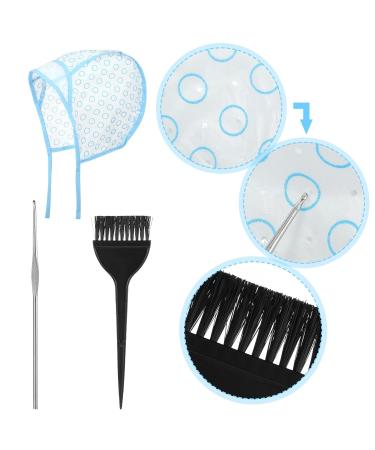 Hair Highlighting Cap Set - 3 Sets with Crochet Hooks Brushes Gloves & Shawl for Salon-Quality Highlights (Blue) - International Shipping Available - Buy Online on SooperMarket.com