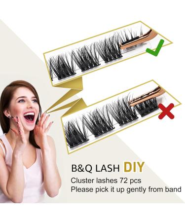 Cluster Lashes C-10mm 72 Clusters B&Q | Mega Volume DIY Eyelash Extensions | Soft Fluffy C D Curl Individual Lash Clusters - Buy Online on SooperMarket.com