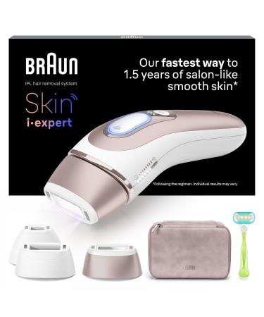 Braun Smart IPL Skin i Expert at Home Hair Removal Laser Hair Removal Alternative Smart IPL with Exclusive Free App Pouch Venus Razor 3 Heads for Face and Body 1 Year of Smooth Skin PL7253
