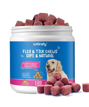 HRAMEX 120pcs Flea & Tick Prevention for Dogs Chewable(Chicken Flavor) All Natural Dog Flea & Tick Control Supplement Oral Flea Pills Dogs Flea and Tick Chews for All Breeds & Ages Dogs