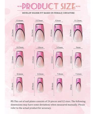 24 Piece Pink Comic Long Press on Nails for Women - French Acrylic False Nails with Cartoon Design - Includes Adhesive Tabs for Easy Manicure Decoration - Buy Online on SooperMarket.com