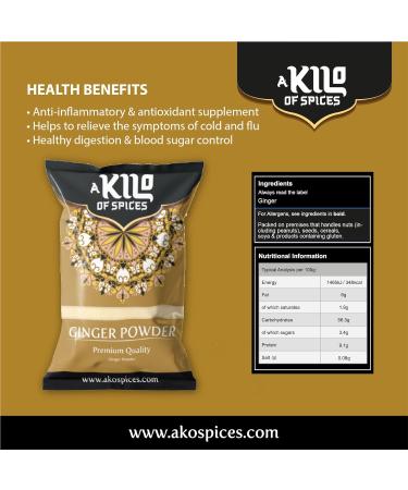 Ginger Powder 1 kg - Anti-Inflammatory & Antioxidant Spice for Digestion | Ideal for Tea & Smoothies - Buy Online on SooperMarket.com