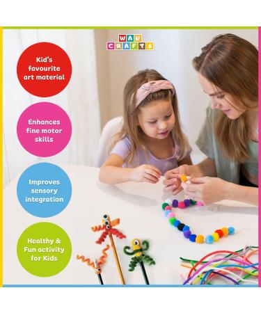 WAU Craft Pom Pom Balls - 100pcs 1.5 inch Multicolored Large Pompoms for DIY Crafts - Reusable Zipper Bag Included - Buy Online on SooperMarket.com