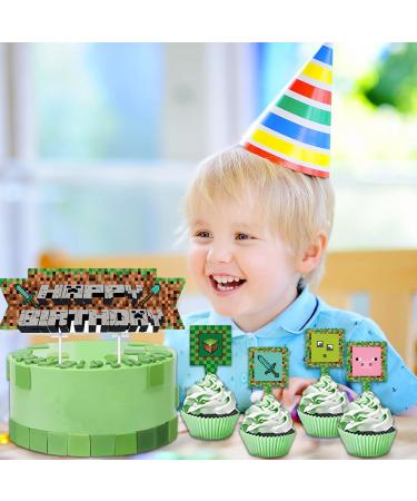 40 Pieces Pixel Cake Toppers - Video Game Muffin & Cake Decorations for Young Girls' Birthday Parties - Green Pixel Tortendeko - Buy Online on SooperMarket.com