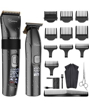 Hatteker Professional Hair Clippers and T-Blade Trimmer Kit for Men Cordless Beard Barber Clipper Hair Cutting Kit Haircut Grooming Kit IPX7 Waterproof