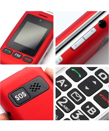 Artfone Dual Screen Flip Phone for Elderly | Easy-to-Use Big Button Mobile Phone | SOS Button & Loud Speaker | 2.4 LCD Display | Red - Buy Online on SooperMarket.com