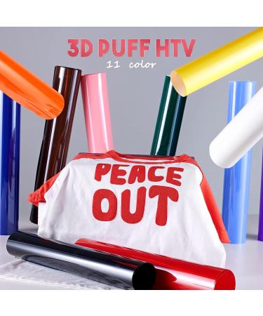 Puff Vinyl Heat Transfer - 11 Sheets 12x10 3D Puff HTV Foaming Transfer Vinyl for T-Shirts - DIY Iron on Vinyl for Cricut & Silhouette - Buy Online on SooperMarket.com