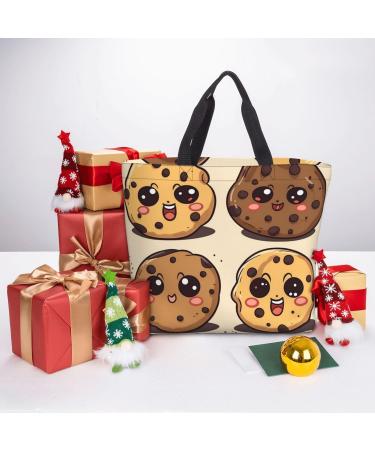 DEHIWI 3 Chocolate Chip Cookies With Different Expressions Tote Bag For Women Waterproof Casual Shoulder Bag With Zipper Grocery Handbags For Office Shopping Travel Black One Size - Buy Online on SooperMarket.com