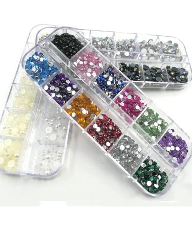 Lifextol Nail Art Rhinestone Flatback Half Pearls - Mixed Colors AB Gems for Women - DIY Crafts and Makeup - Pack of 3 Boxes - Buy Online on SooperMarket.com
