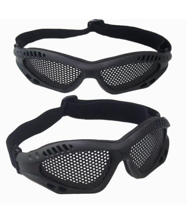 Aranticy tactical military metal mesh protective glasses glasses 2pack cs shoot hunt gun glasses outdoor anti fog hole glasses airsoft half facial mask hollow eye safety safety glasses black