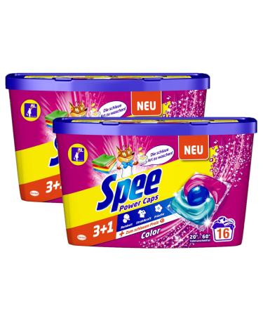 Spee Power Caps Color 3+1 Color detergent 32 (2 x 16) Washpia purity radiance and freshness for your colored wash at a clever 20-60 16 pieces (2 pack)