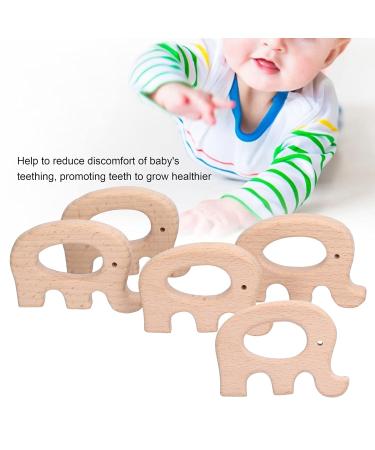 Alvinlite Baby Bite Toys - BPA-Free Beech Wood Elephant Rings for 0-12 Months | 5-Piece DIY Necklace & Bracelet Set - Perfect Baby Gifts - Buy Online on SooperMarket.com