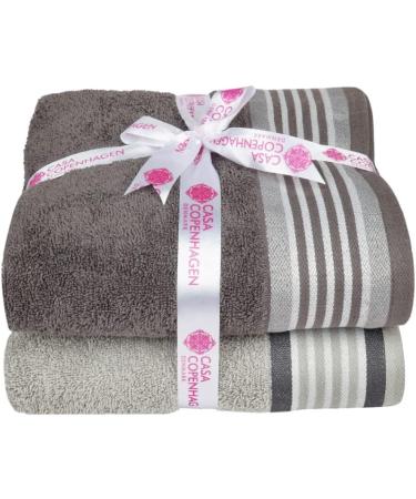 Casa Copenhagen 550 GSM 6-Piece Towel Set - Super Soft Egyptian Cotton - Granite Grey & Mirage Grey - for Bathroom, Kitchen & Shower - Buy Online on SooperMarket.com