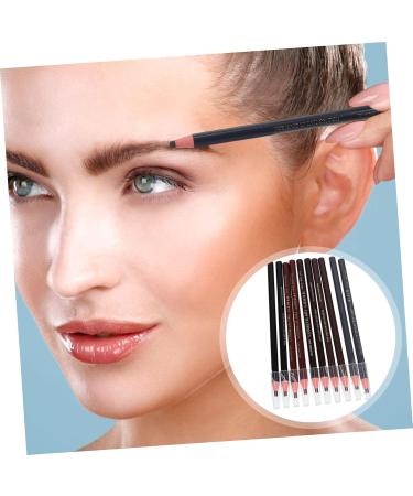 Mikinona Black Colored Pencils 10pcs Eyebrow Pencil Makeup Tools Brow Pencil and Brush Eyebrow Drawing Tools Girl Pretty Spool - Buy Online on SooperMarket.com